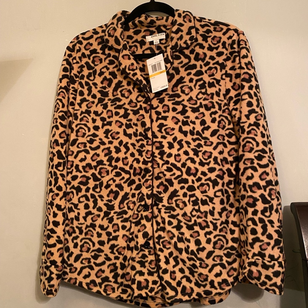 (New) Anne Klein Animal Print Fleece Pajama Set